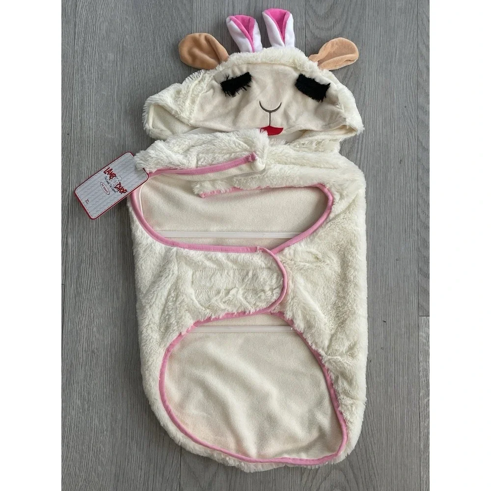 NEW Cute Lamb Chop w/ Bunny Ears Fluffy Dog Costume & Squeak Toy - Size XL